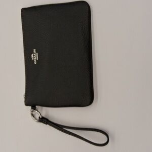 Large Coach Black Leather Wristlet